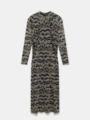 Mint Velvet Black Abstract Print Mesh Midi Dress - Image 3 of 4