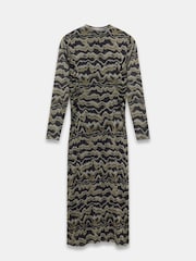 Mint Velvet Black Abstract Print Mesh Midi Dress - Image 4 of 4