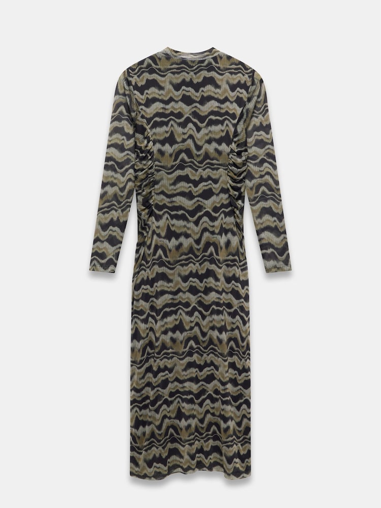 Mint Velvet Black Abstract Print Mesh Midi Dress - Image 4 of 4