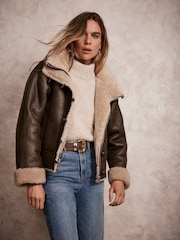 Mint Velvet Green Khaki Funnel Neck Aviator Jacket - Image 2 of 4