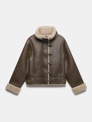 Mint Velvet Green Khaki Funnel Neck Aviator Jacket - Image 3 of 4