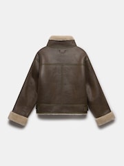 Mint Velvet Green Khaki Funnel Neck Aviator Jacket - Image 4 of 4