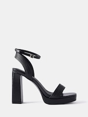 Mint Velvet Black Platform Heeled Sandals - Image 1 of 2