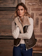Mint Velvet Brown Funnel Neck Gilet - Image 1 of 4