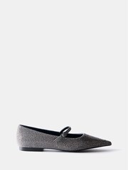 Mint Velvet Grey Pointed Toe Embellished Flats - Image 1 of 2