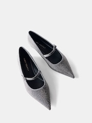 Mint Velvet Grey Pointed Toe Embellished Flats - Image 2 of 2