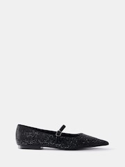 Mint Velvet Black Pointed Toe Embellished Flats - Image 1 of 1