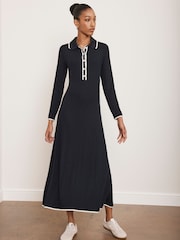 Mint Velvet Blue Jersey Polo Midi Dress - Image 1 of 4