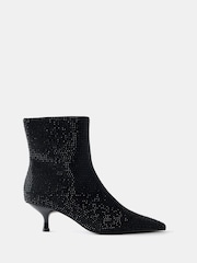 Mint Velvet Black Embellished Kitten Heel Ankle Boots - Image 1 of 2
