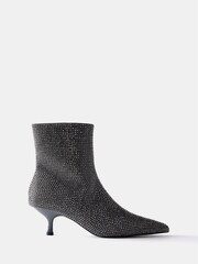 Mint Velvet Grey Embellished Kitten Heel Ankle Boots - Image 1 of 2