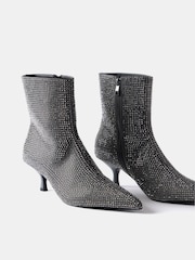 Mint Velvet Grey Embellished Kitten Heel Ankle Boots - Image 2 of 2