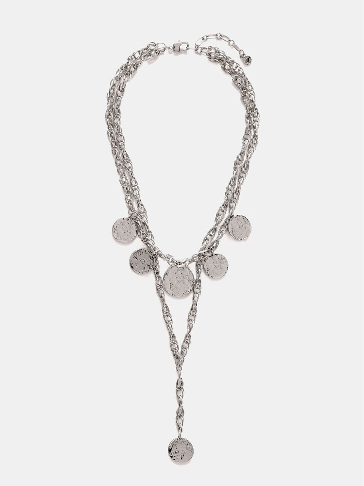 Mint Velvet Silver Tone Hammered Disc Layered Necklace - Image 1 of 2 Mint Velvet Silver Tone Hammered Disc Layered Necklace - Image 1 of 2
