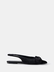 Mint Velvet Black Velvet Sling Back Flat Shoes - Image 1 of 2