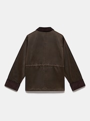 Mint Velvet Brown Distressed Wax Cotton Blend Jacket - Image 4 of 4