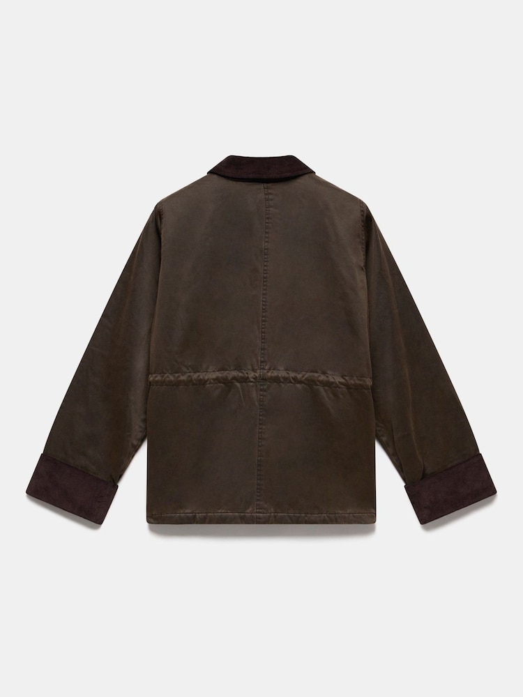 Mint Velvet Brown Distressed Wax Cotton Blend Jacket - Image 4 of 4