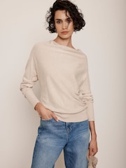 Mint Velvet Cream Cotton Blend Cowl Neck Jumper - Image 1 of 3