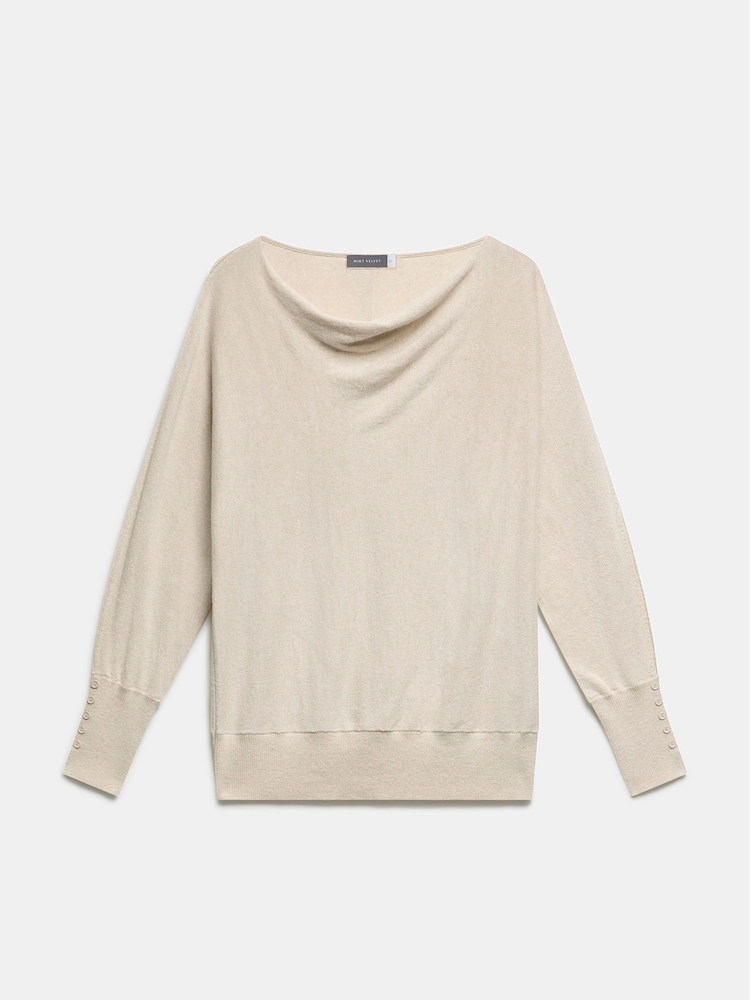 Mint Velvet Cream Cotton Blend Cowl Neck Jumper - Image 2 of 3