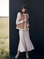 Mint Velvet Cream Cosy Ribbed Jersey Midi Dress - Image 2 of 4