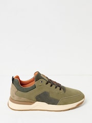 FatFace Ace Khaki Green Leather Trainer - Image 1 of 3