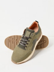 FatFace Ace Khaki Green Leather Trainer - Image 3 of 3