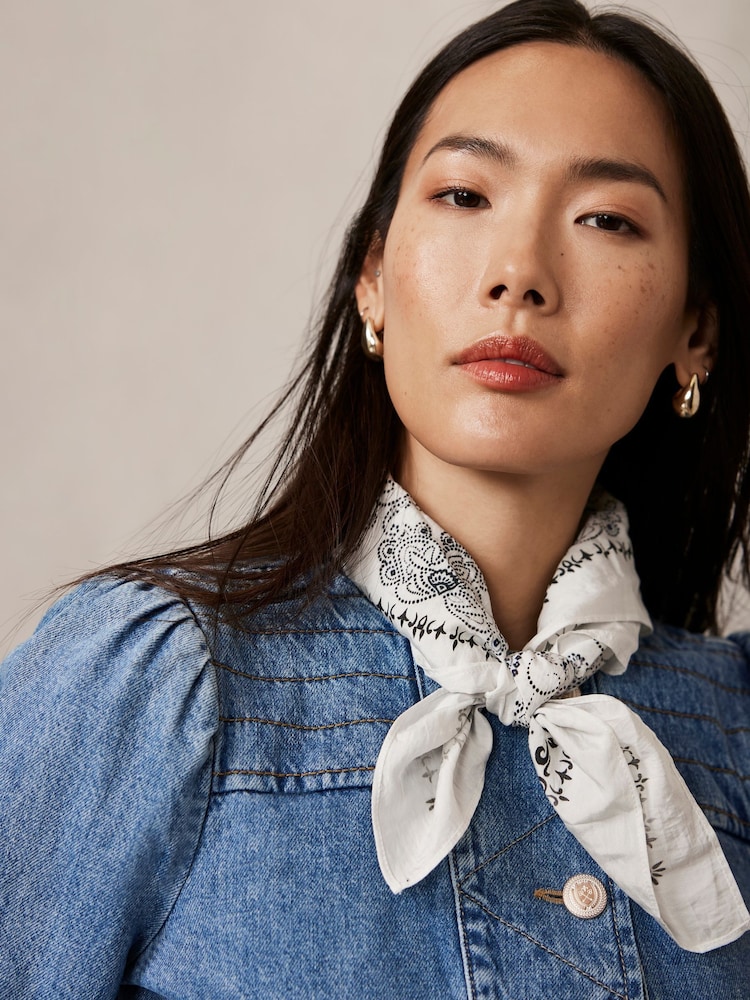 Mint Velvet White Paisley Square Neck Scarf - Image 1 of 3