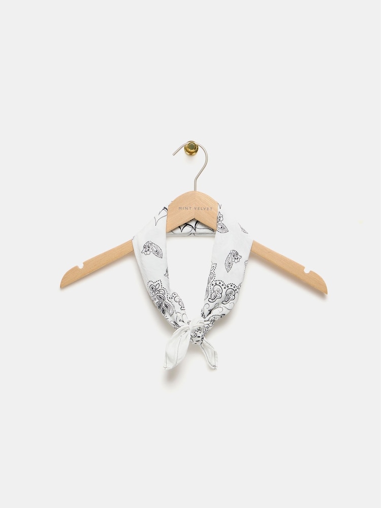 Mint Velvet White Paisley Square Neck Scarf - Image 2 of 3