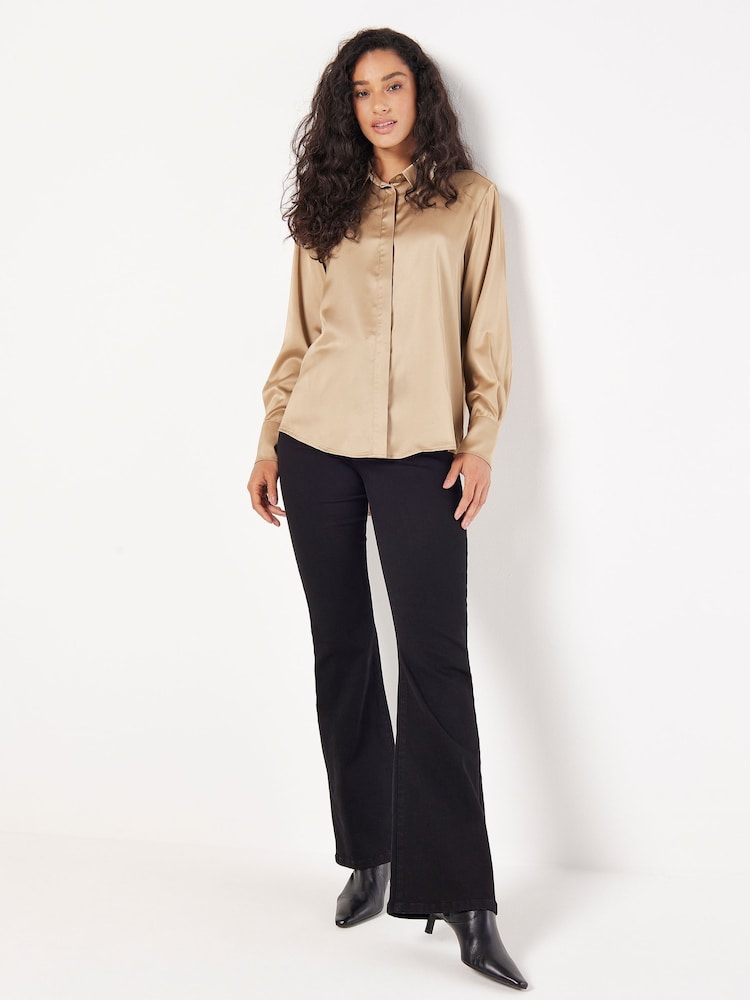 Apricot Cream Oversized Satin Hi Low Shirt - Image 4 of 4