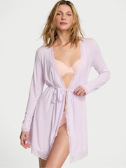 Victoria's Secret Delicate Violet Purple Modal Lace Trim Robe - Image 1 of 3