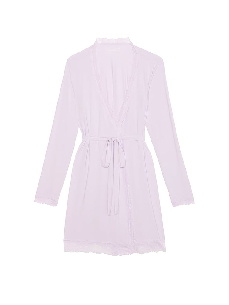 Victoria's Secret Delicate Violet Purple Modal Lace Trim Robe - Image 3 of 3