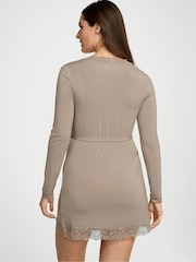 Victoria's Secret Turtle Dove Grey Modal Lace Trim Robe - Image 2 of 3