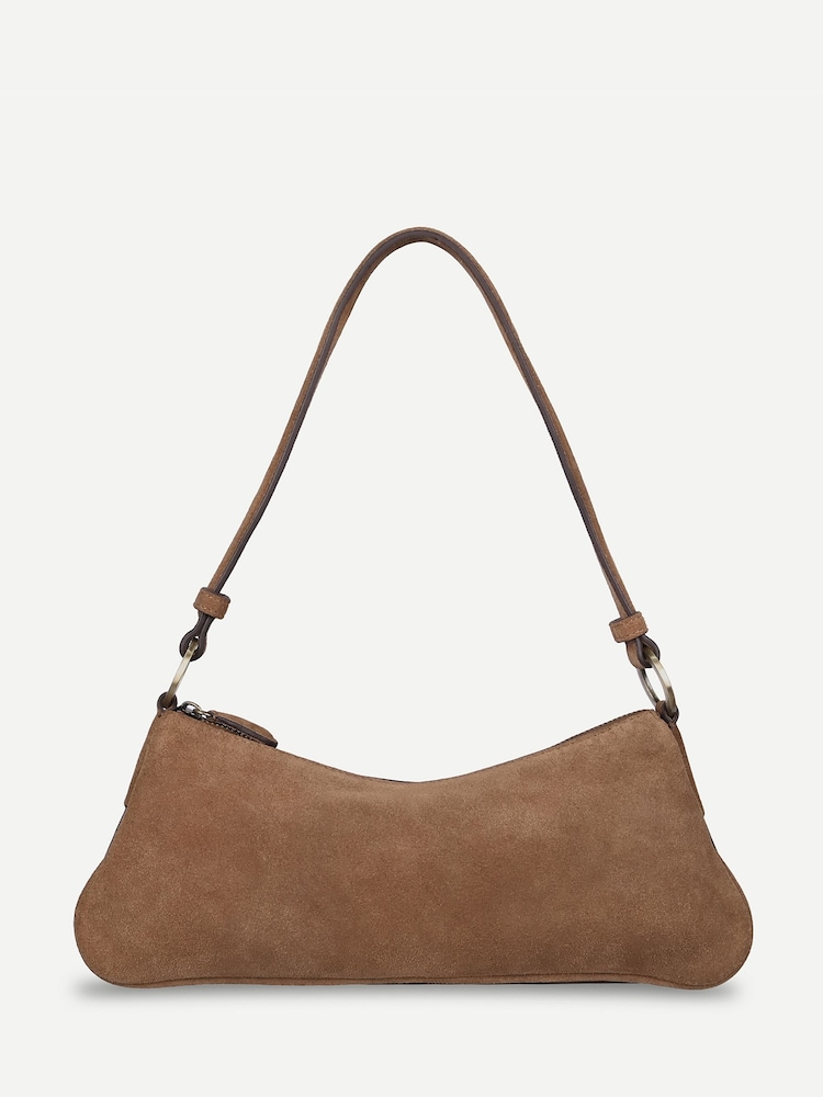Off The Hook Brown Sheryl Suede Baguette Shoulder Bag - Image 1 of 6 Off The Hook Brown Sheryl Suede Baguette Shoulder Bag - Image 1 of 6