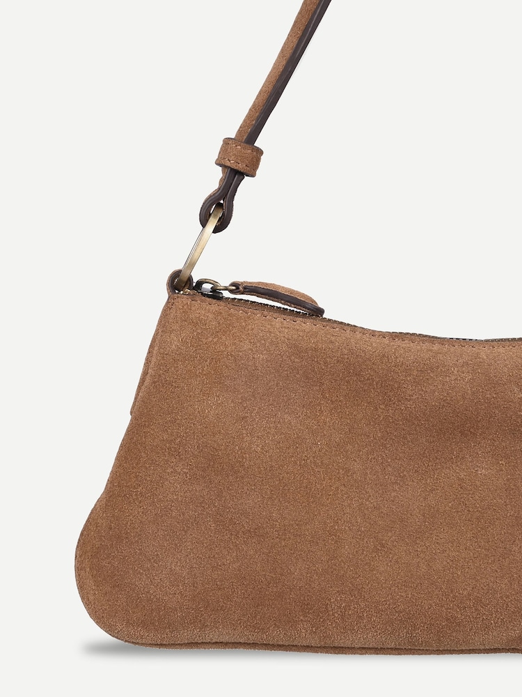 Off The Hook Brown Sheryl Suede Baguette Shoulder Bag - Image 2 of 6 Off The Hook Brown Sheryl Suede Baguette Shoulder Bag - Image 2 of 6