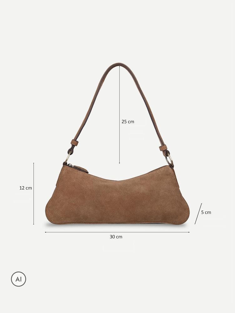 Off The Hook Brown Sheryl Suede Baguette Shoulder Bag - Image 6 of 6 Off The Hook Brown Sheryl Suede Baguette Shoulder Bag - Image 6 of 6