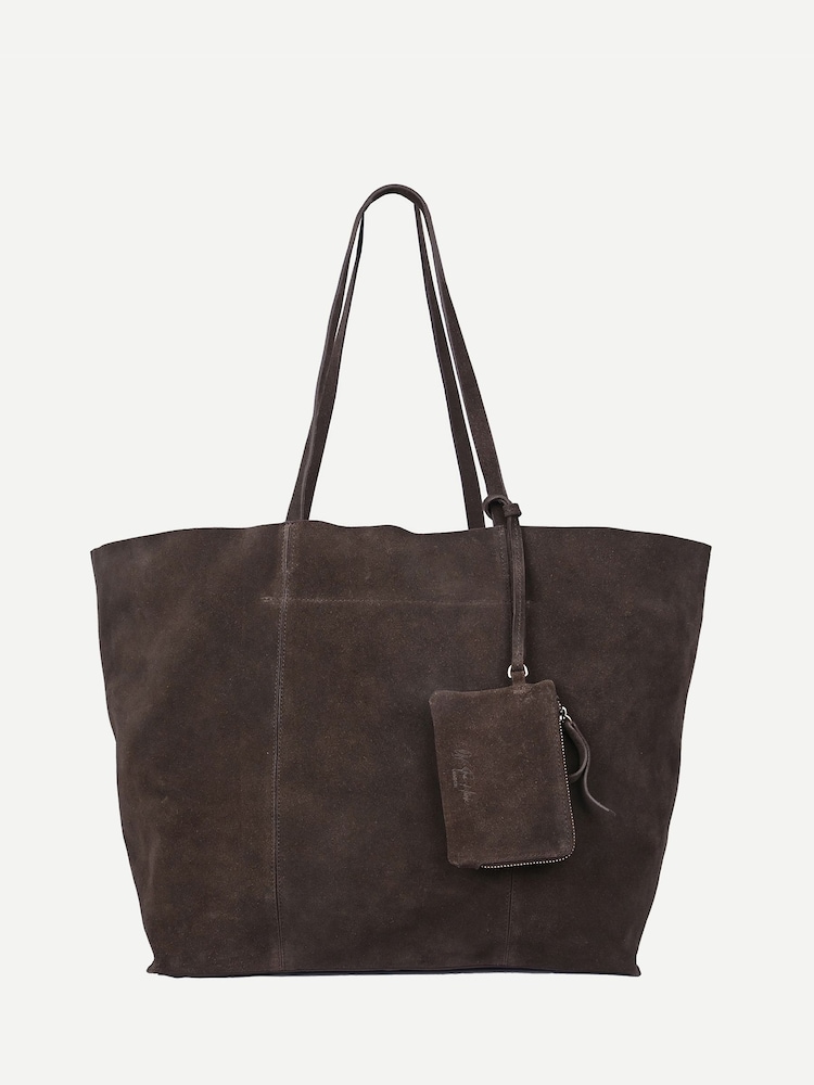 Off The Hook Brown Lauryn Shopper Suede Tote Bag - Image 1 of 6 Off The Hook Brown Lauryn Shopper Suede Tote Bag - Image 1 of 6