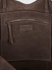Off The Hook Brown Lauryn Shopper Suede Tote Bag - Image 3 of 6