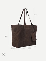 Off The Hook Brown Lauryn Shopper Suede Tote Bag - Image 4 of 6