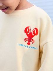 Yellow/Blue Lobster Print 100% Cotton Crew Sweatshirt & Shorts Set (3mths-7yrs) - Image 3 of 8