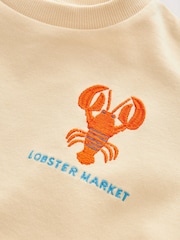 Yellow/Blue Lobster Print 100% Cotton Crew Sweatshirt & Shorts Set (3mths-7yrs) - Image 7 of 8