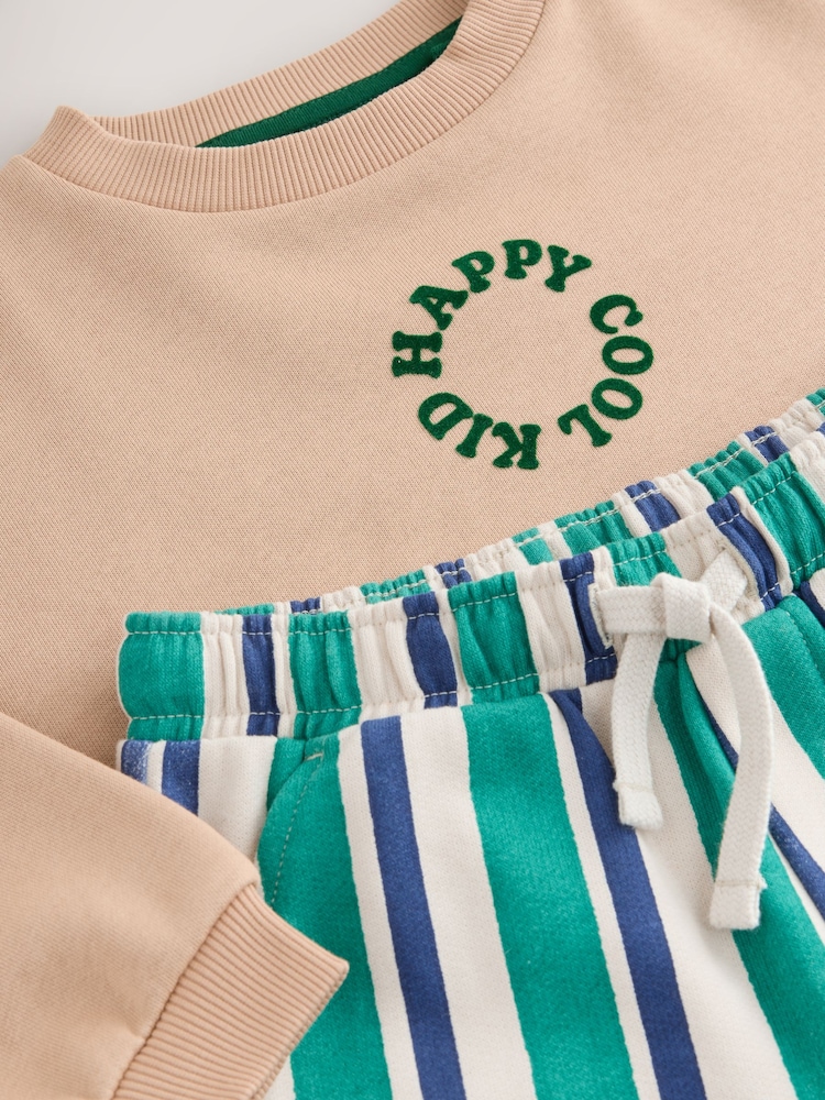 Tan/Brown Sweatshirt And Stripe Joggers Set (3mths-7yrs) - Image 2 of 7