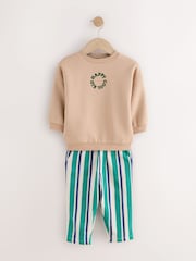 Tan/Brown Sweatshirt And Stripe Joggers Set (3mths-7yrs) - Image 5 of 7
