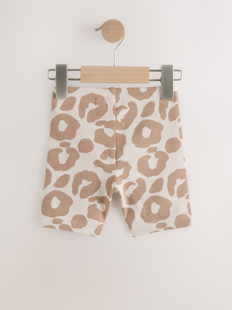 Charcoal Grey/ Tan Brown/ Animal Print Cycling Shorts 3 Pack (3mths-7yrs) - Image 4 of 7