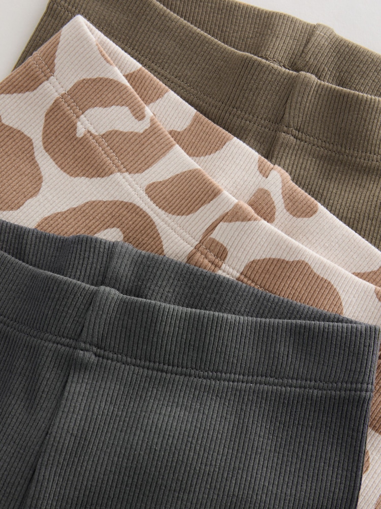 Charcoal Grey/ Tan Brown/ Animal Print Cycling Shorts 3 Pack (3mths-7yrs) - Image 7 of 7