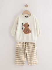 Tan Brown/White Bear Jersey Sweatshirt and Joggers Set (3mths-7yrs) - Image 1 of 5