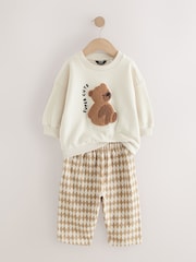 Tan Brown/White Bear Jersey Sweatshirt and Joggers Set (3mths-7yrs) - Image 2 of 5
