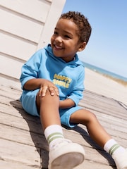 Blue/Yellow Hooded Sweatshirt and Shorts Set (3mths-8yrs) - Image 3 of 9