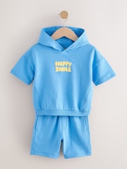 Blue/Yellow Hooded Sweatshirt and Shorts Set (3mths-8yrs) - Image 4 of 9