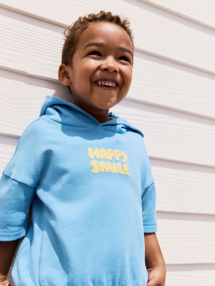 Blue/Yellow Hooded Sweatshirt and Shorts Set (3mths-8yrs) - Image 4 of 9