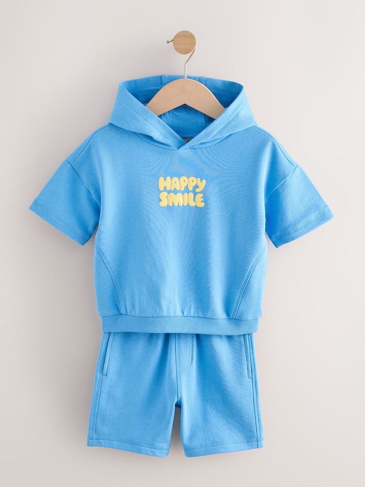 Blue/Yellow Hooded Sweatshirt and Shorts Set (3mths-8yrs) - Image 5 of 9
