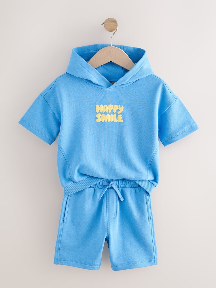 Blue/Yellow Hooded Sweatshirt and Shorts Set (3mths-8yrs) - Image 6 of 9