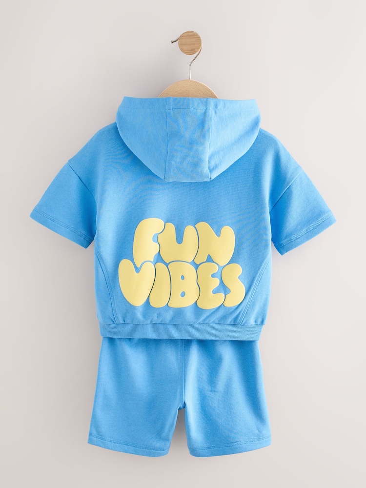 Blue/Yellow Hooded Sweatshirt and Shorts Set (3mths-8yrs) - Image 7 of 9